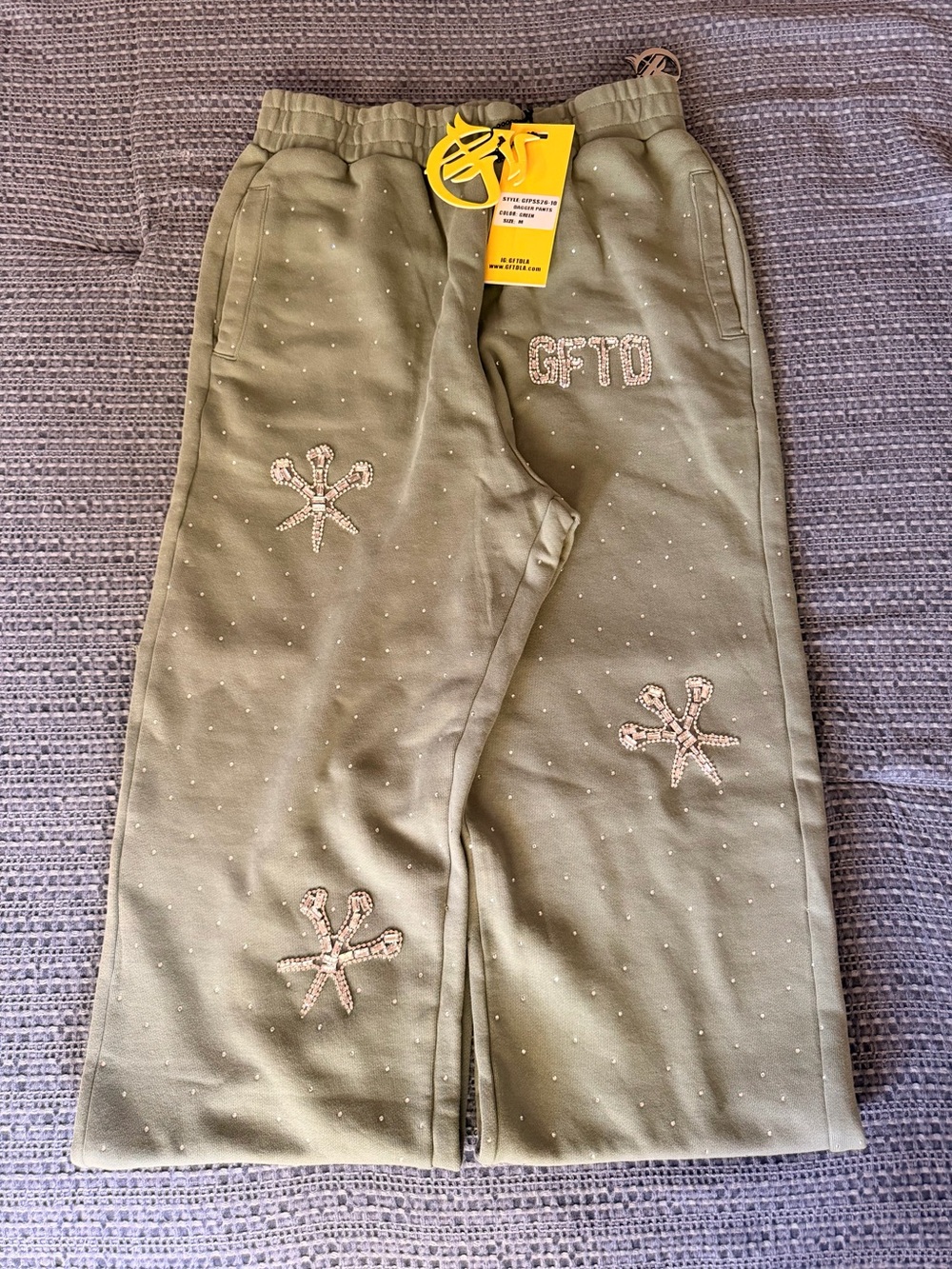 Green GFTD LA Dagger Pants with Embellished Logo